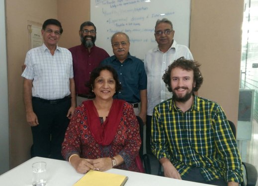 Meeting of minds in Delhi. In this photo I am meeting with a handful of folks from different organizations to discuss design for the program offerings at the Foundation for Contemplation of Nature (FCN). Ajay Rastogi (second from left in back row) is the founder of FCN. Pradeep Kashyap (first from left back row) is the founder of MART, a consulting firm in emerging markets. Mr. Kashyap hosted our group at their office in New Delhi. We made great progress in building the collaborative efforts around programs and workshops to be offered at FCN in the future. October 2016. From WSCU grad student Brandon McNamara.